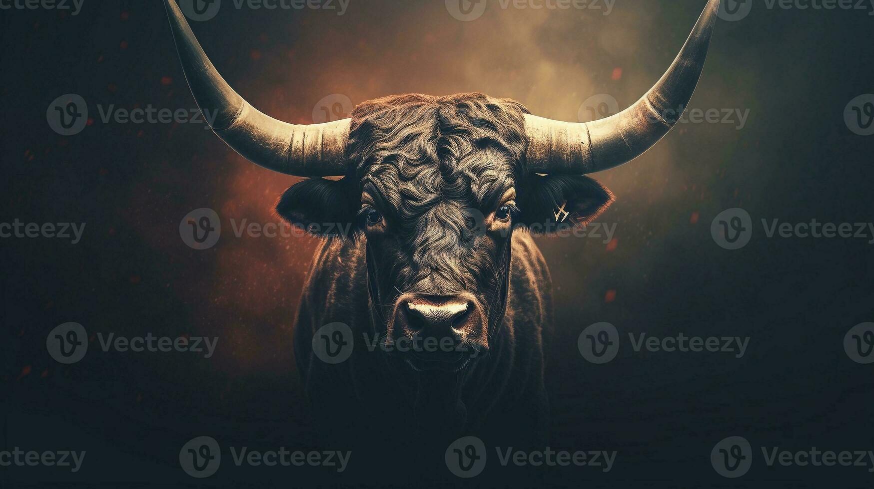 Close-up of an amazing bull with textured background and space for text, background image, AI generated photo