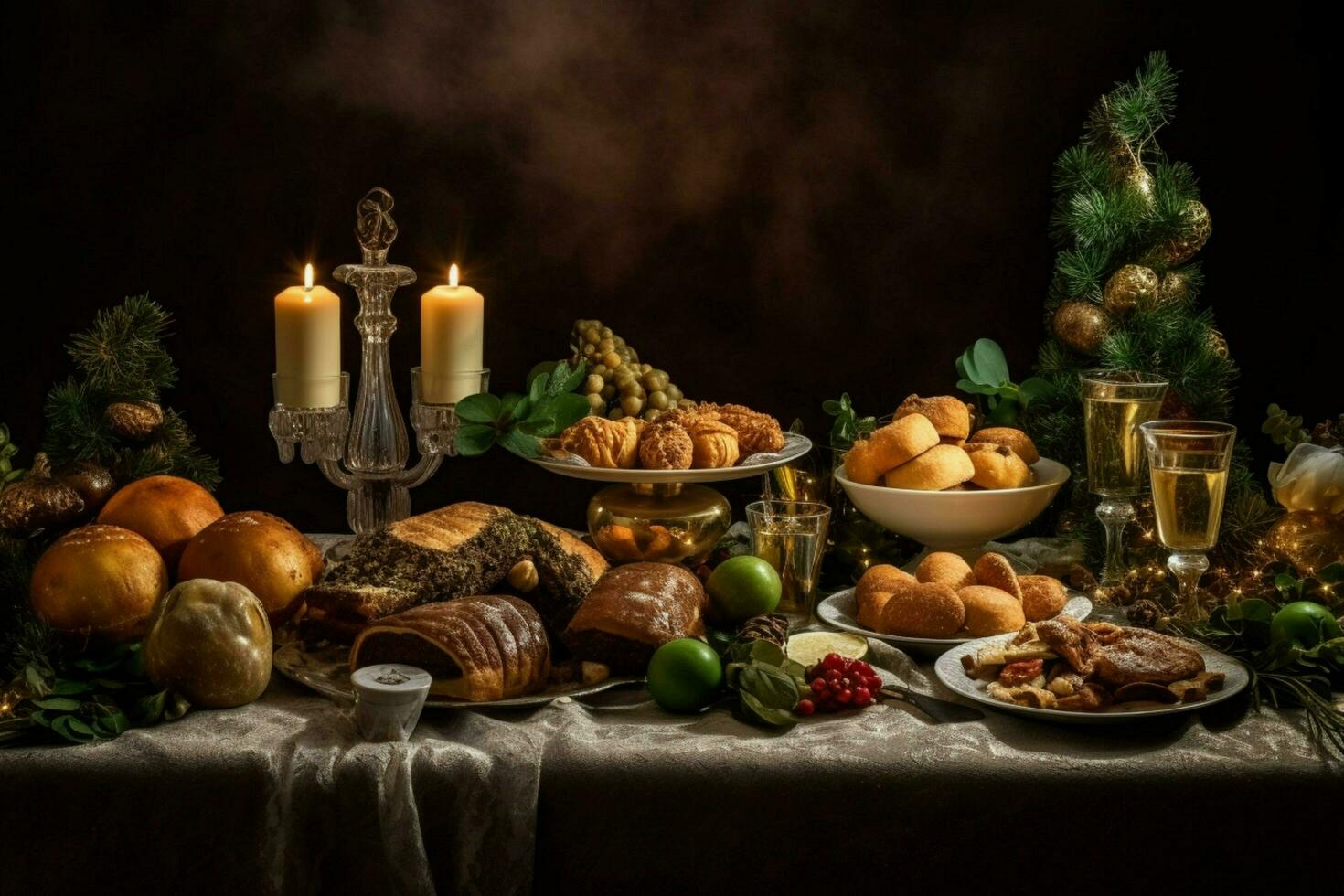 christmas composition dinner table photo