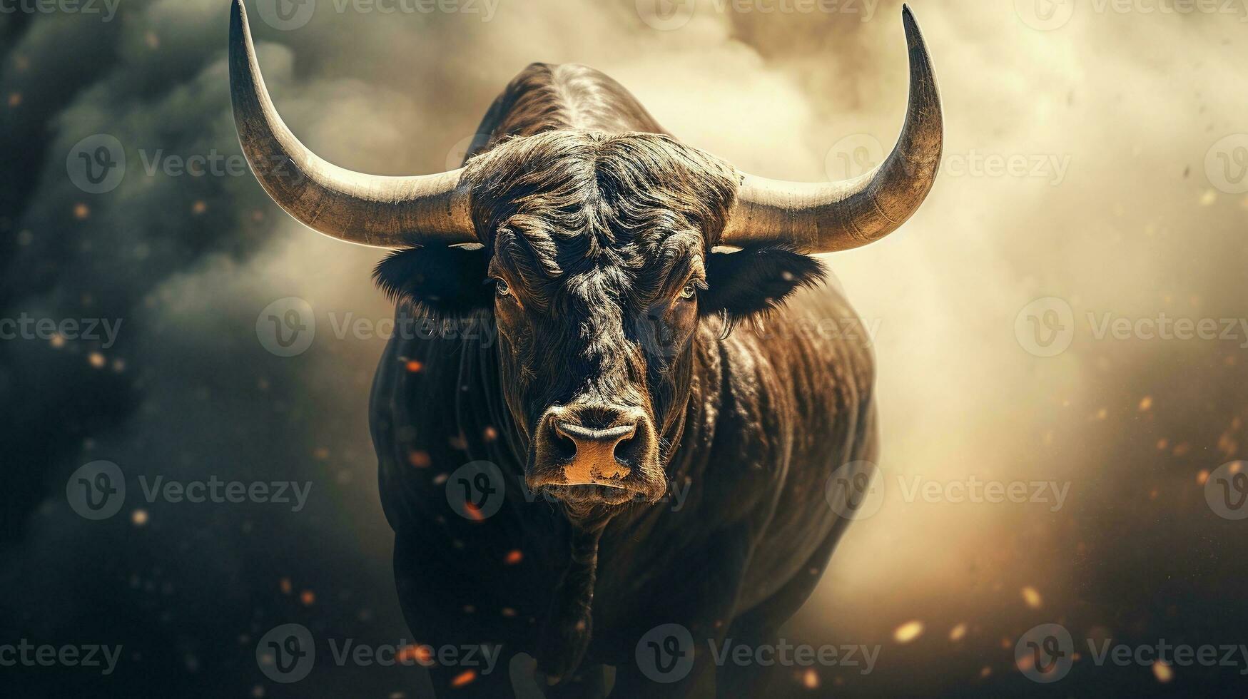 Close-up of an amazing bull with textured background and space for text, background image, AI generated photo