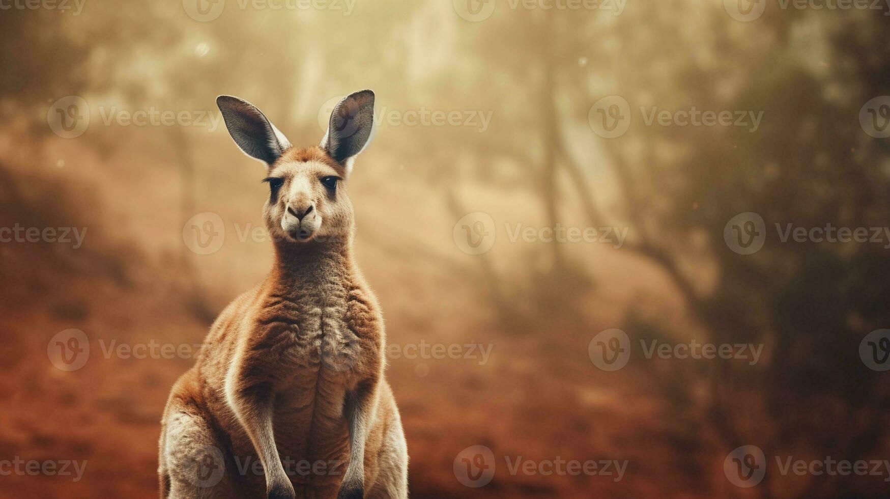 Close-up of an amazing male kangaroo with textured background and space for text, background image, AI generated photo