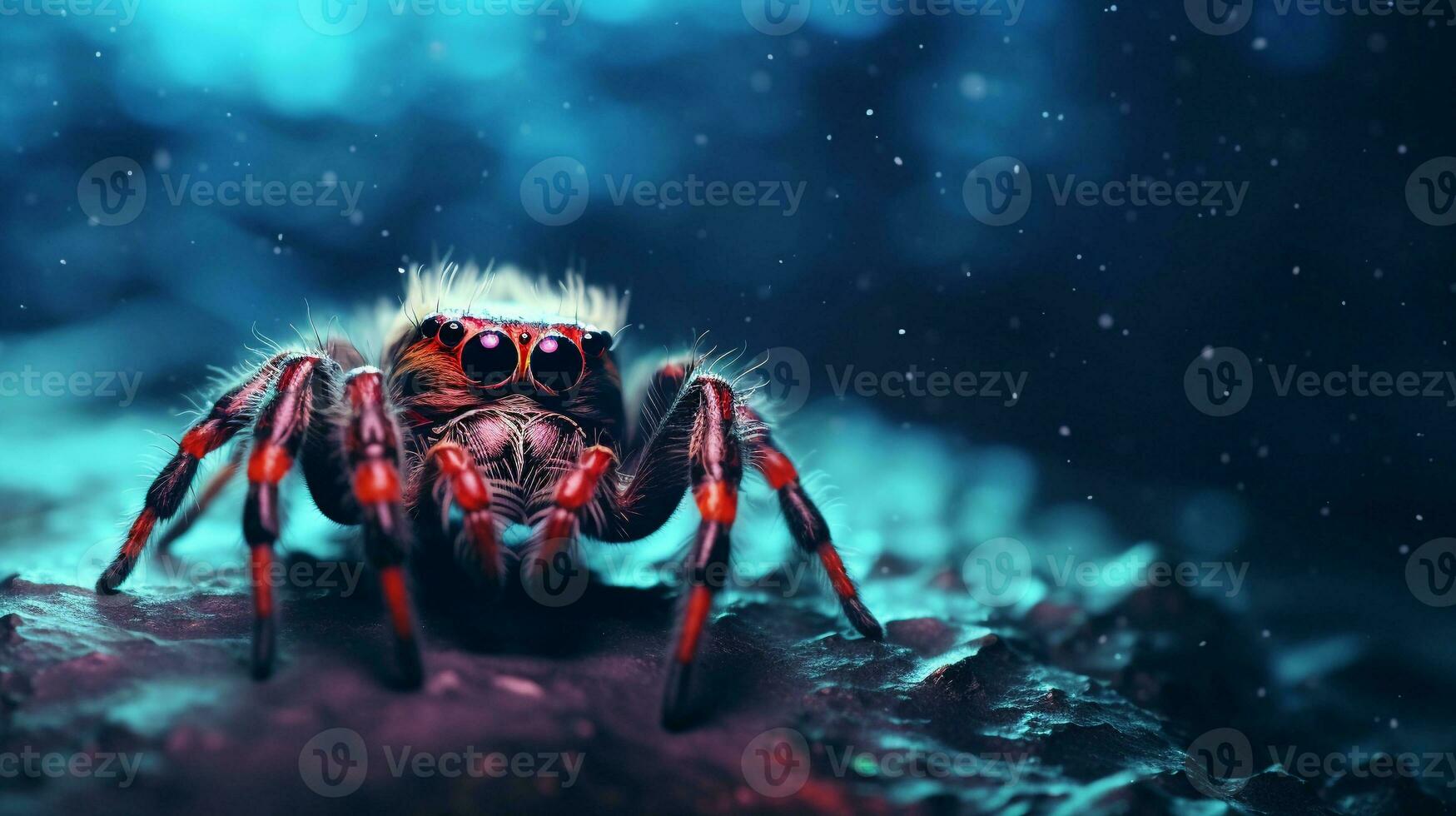Close-up of an awesome spider with textured background and space for text, background image, AI generated photo