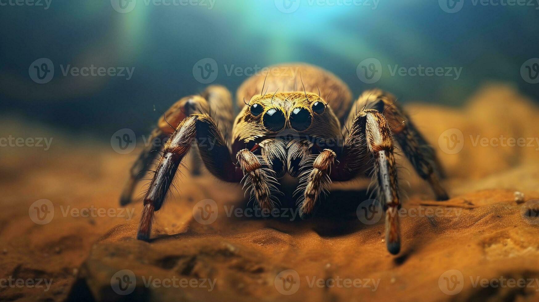 Close-up of an awesome spider with textured background and space for text, background image, AI generated photo