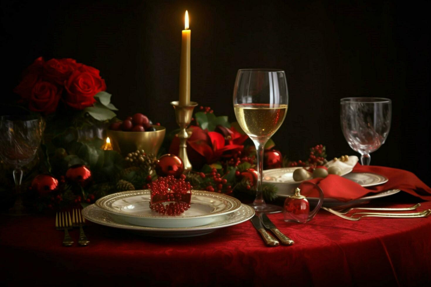 christmas composition dinner table photo