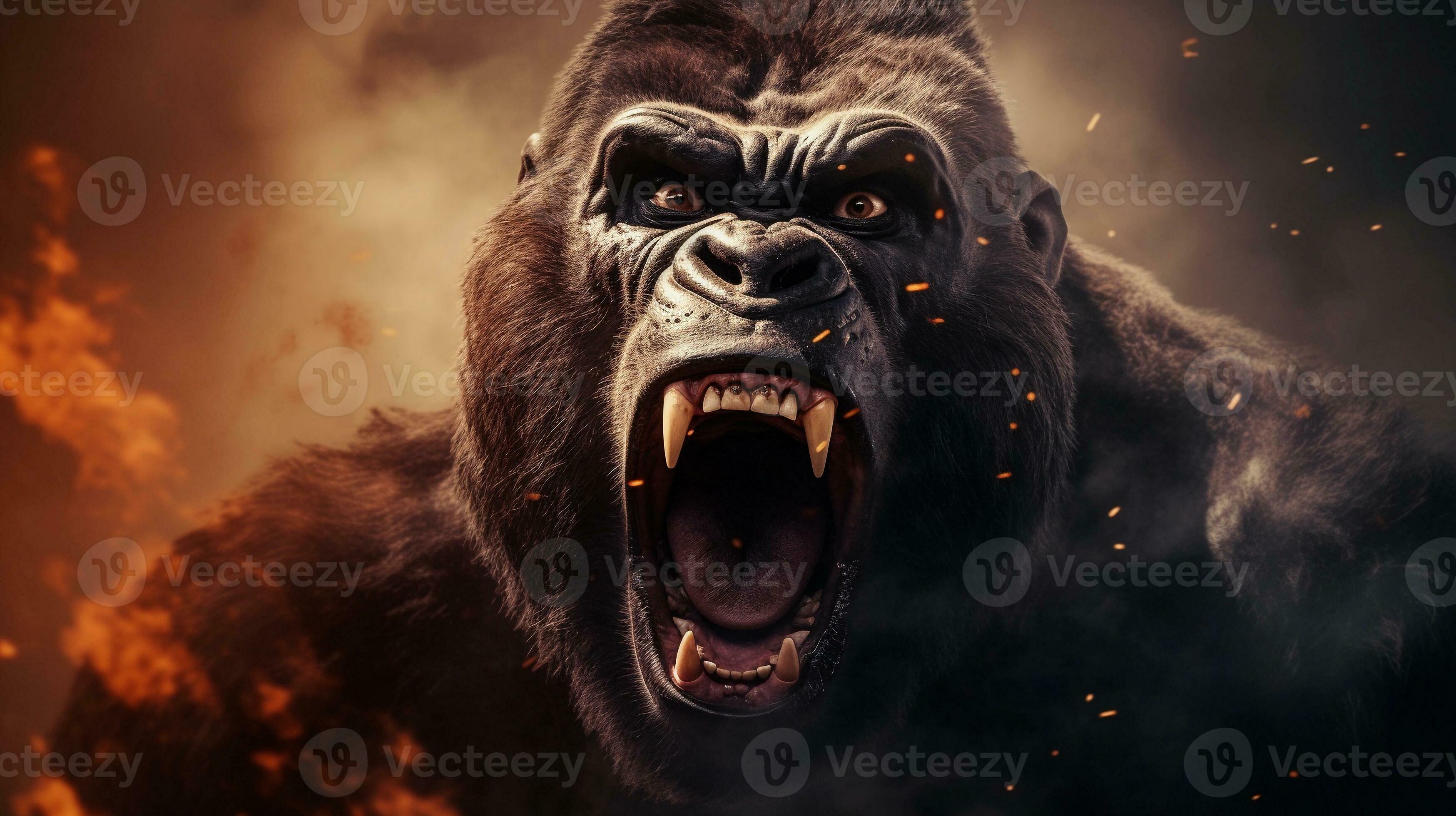 Close-up of roaring angry male gorilla with textured background and space  for text, background image, AI generated 30634737 Stock Photo at Vecteezy