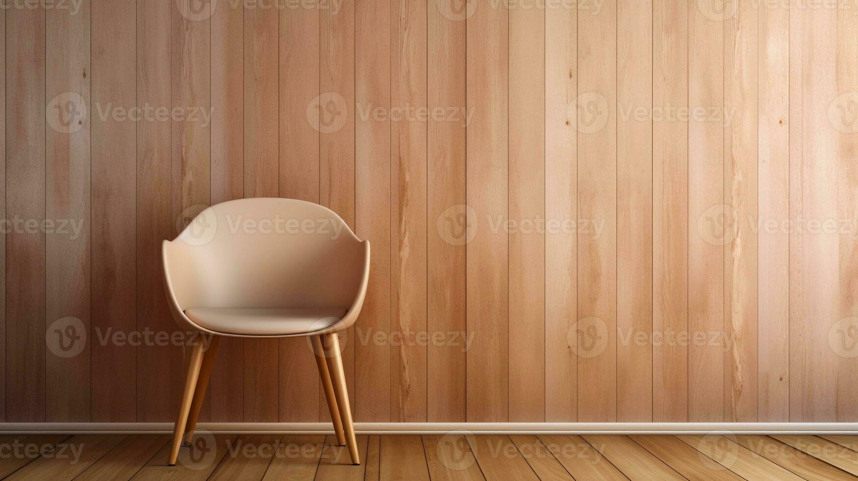 Image of a traditional Chair with space for text and clean rustic wooden wall background, background image, AI generated photo