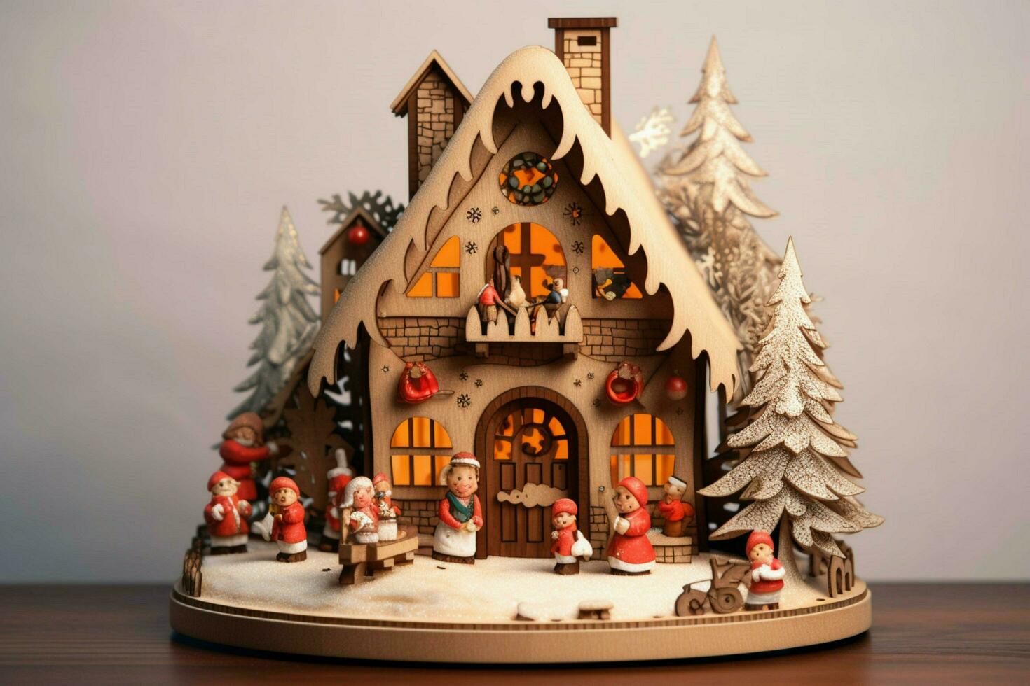 christmas house wooden composition photo