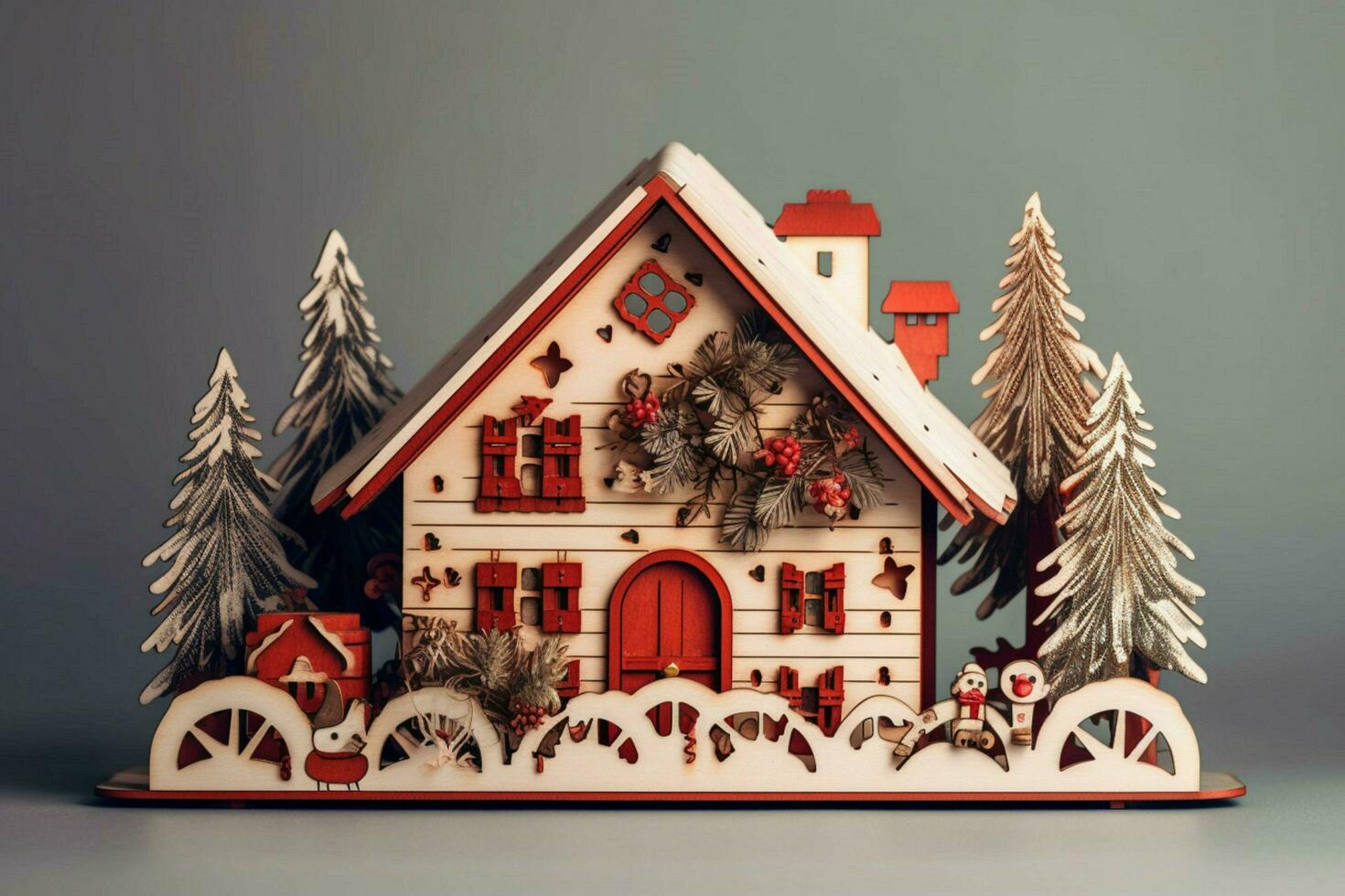 christmas house wooden composition photo