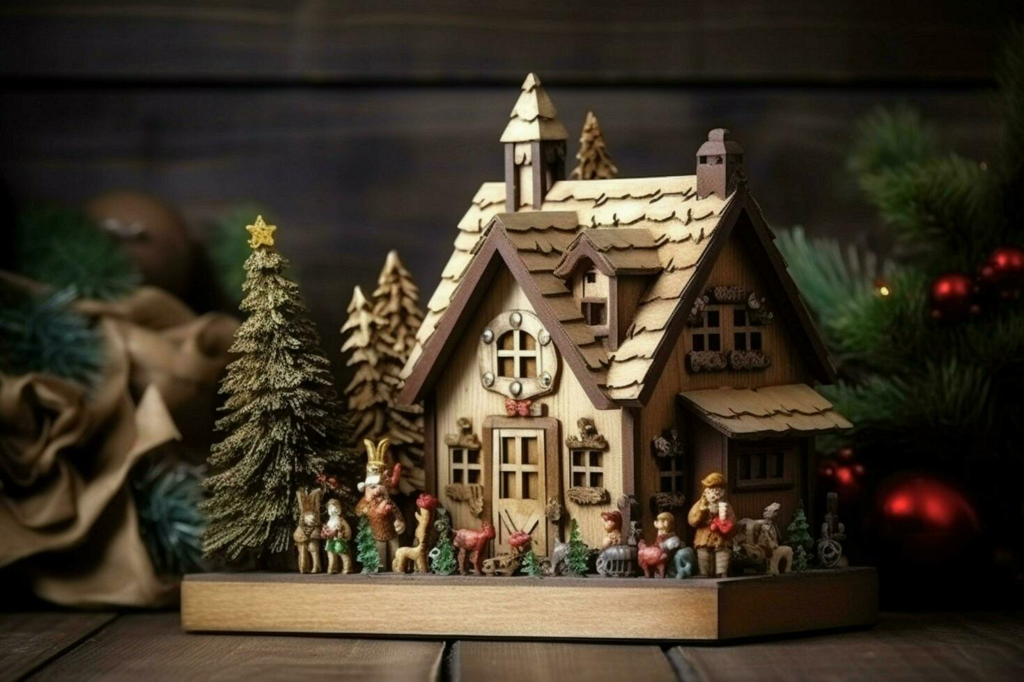 christmas house wooden composition photo