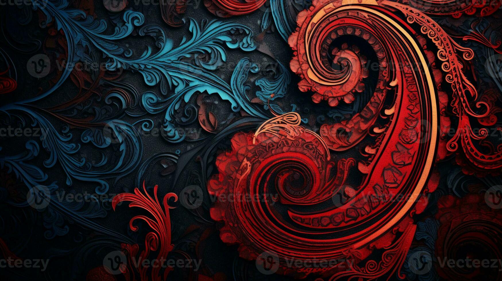 An image capturing the moment of revealing a paisley-patterned artwork against a textured background, allowing space for text, background image, AI generated photo