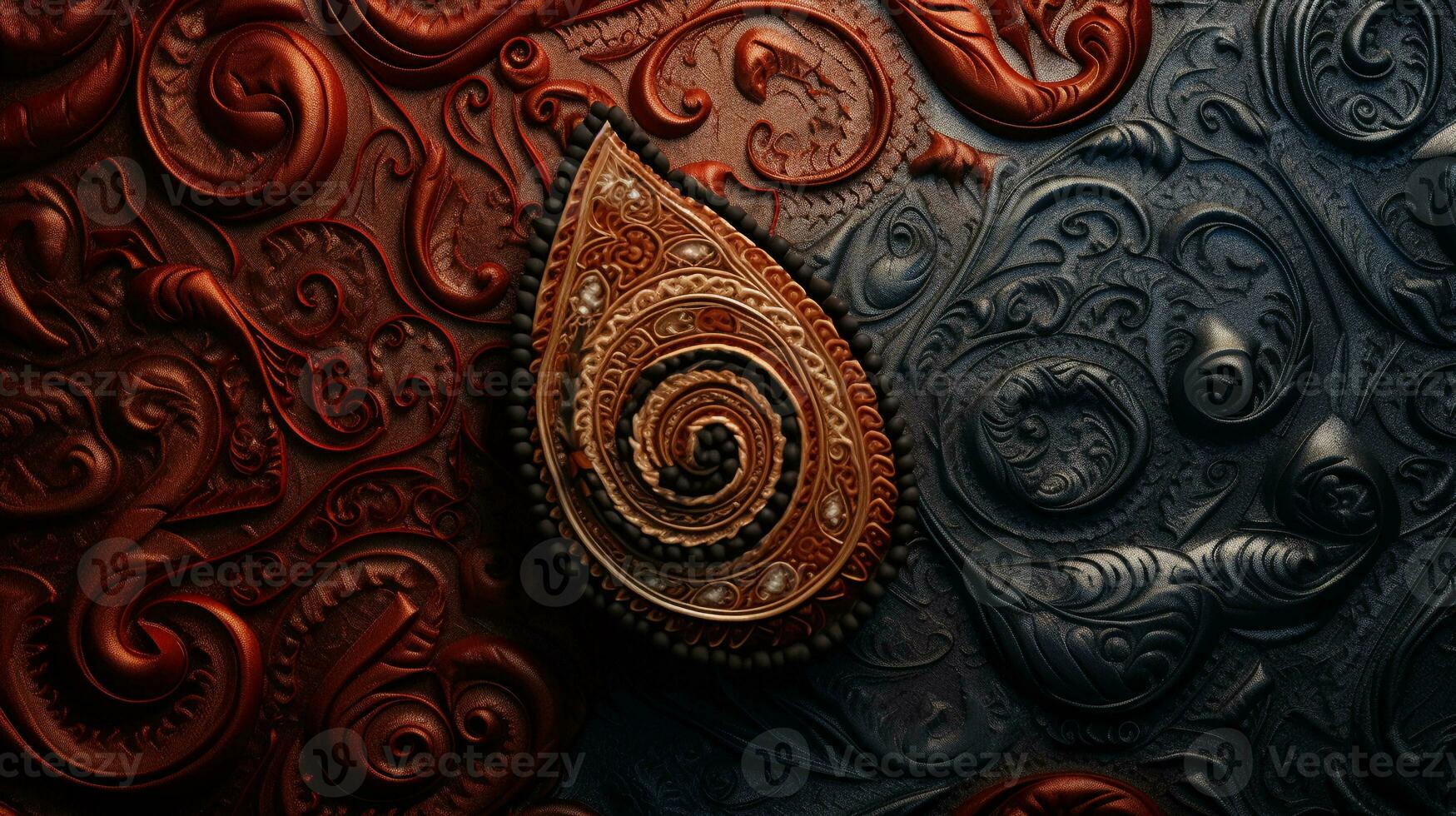 An image capturing the moment of revealing a paisley-patterned artwork against a textured background, allowing space for text, background image, AI generated photo