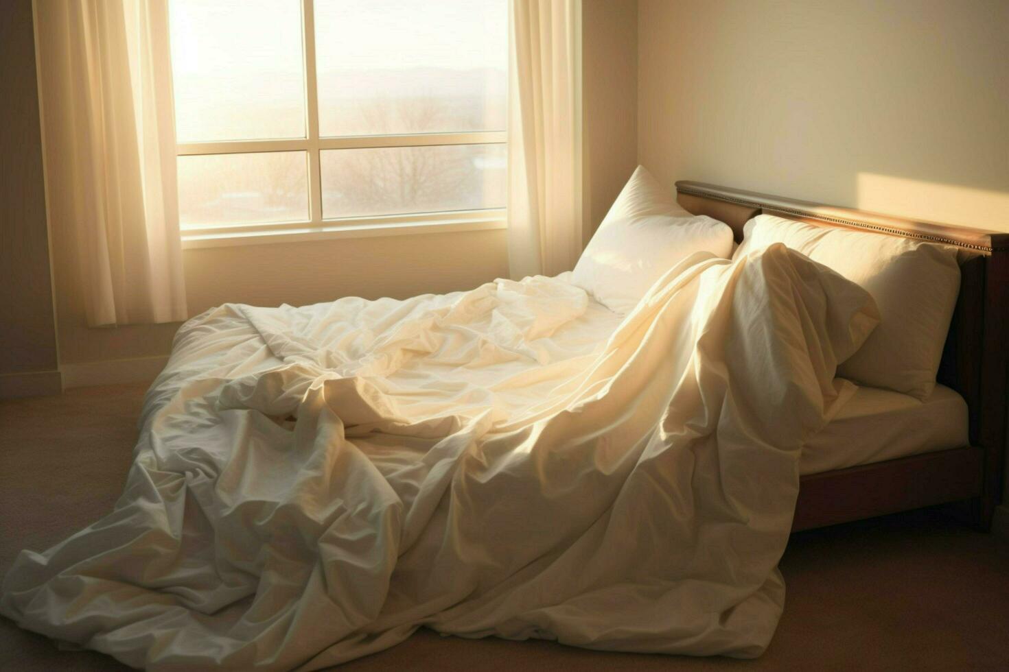 clean blank bed morning photo