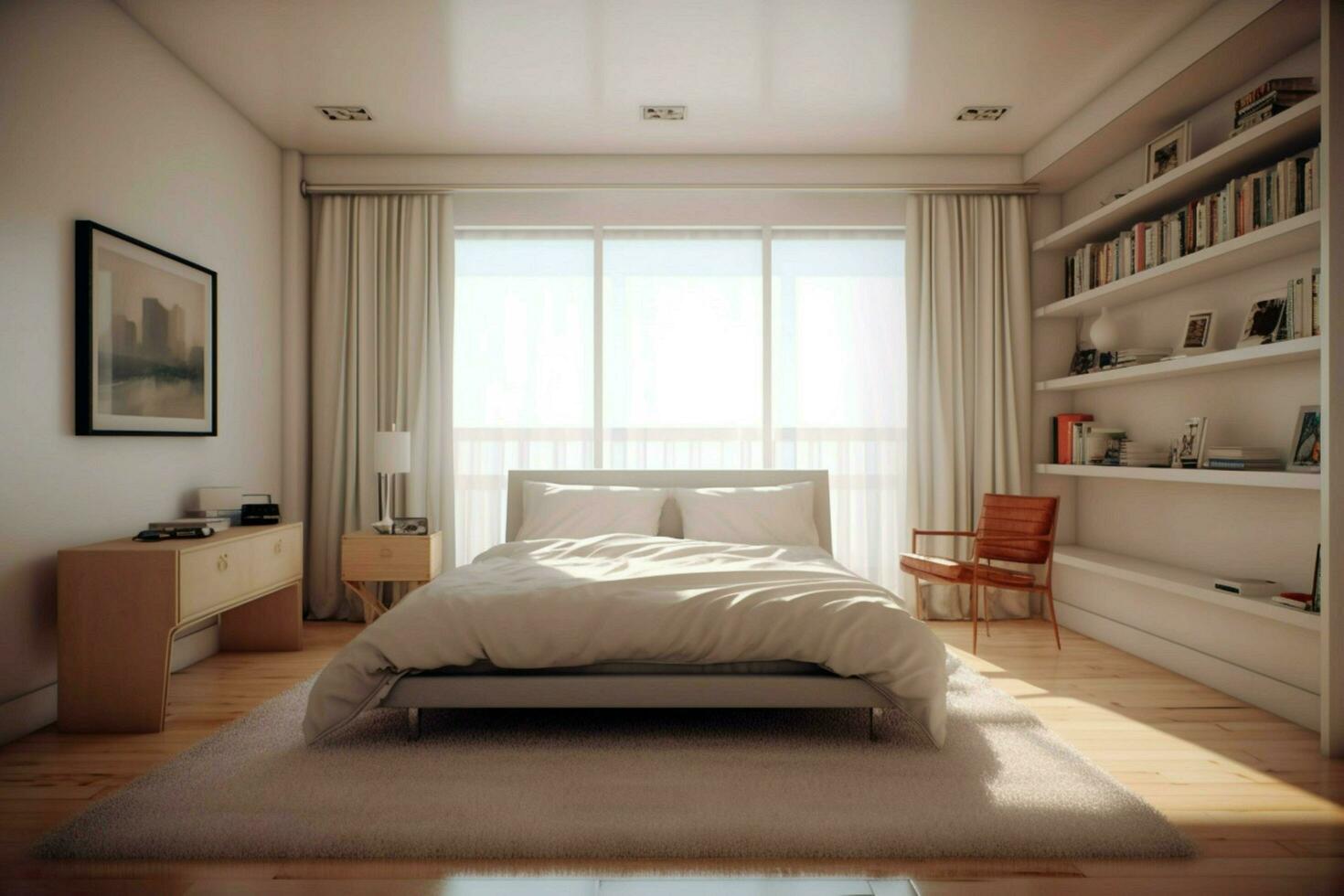 clean blank bed room photo