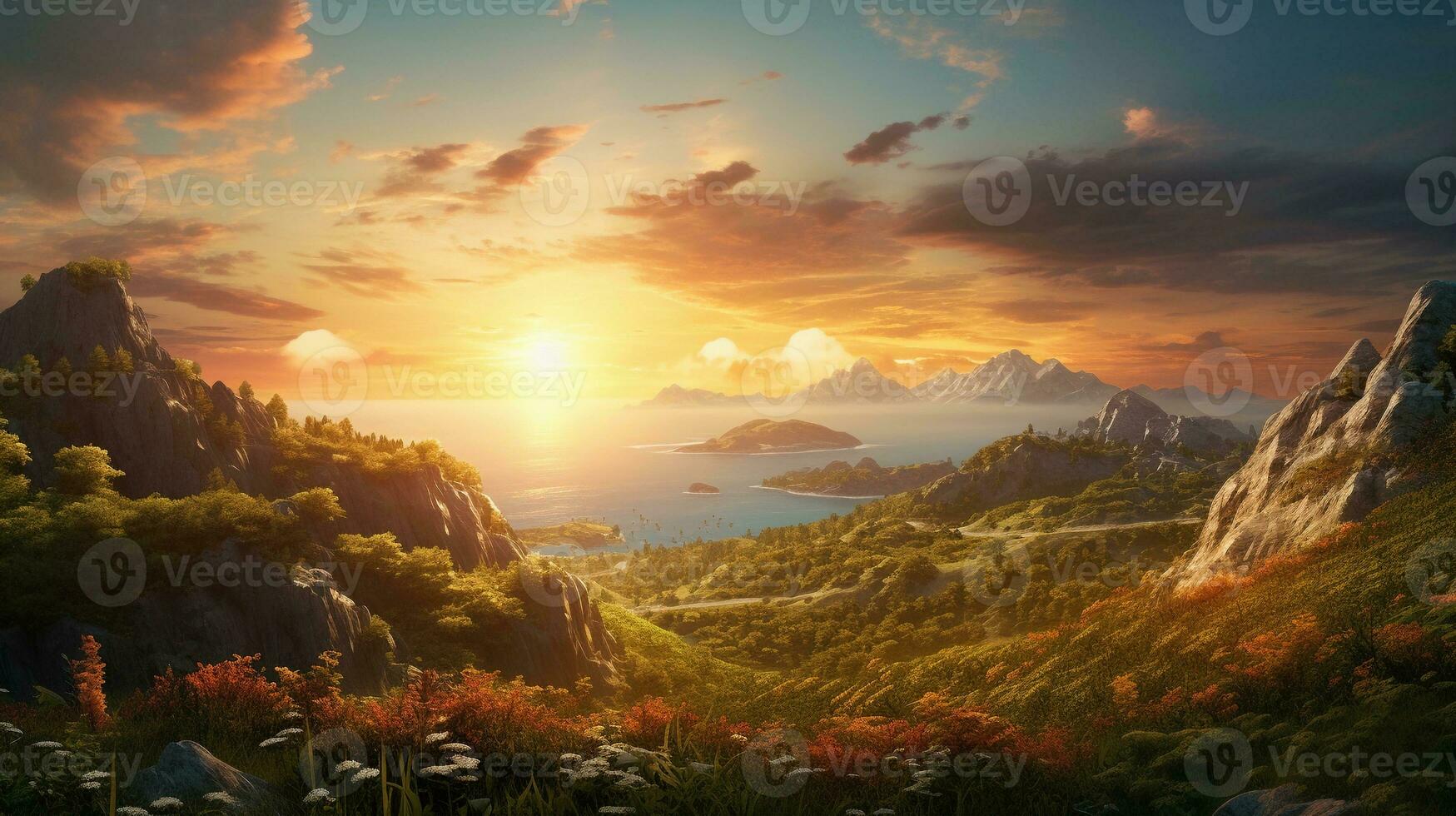 A breathtaking image of a vibrant sunset, background image, generative AI photo