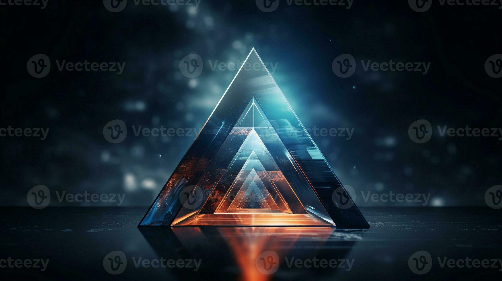 An artistic portrayal of a triangle representing innovation and progress, background image, generative AI photo