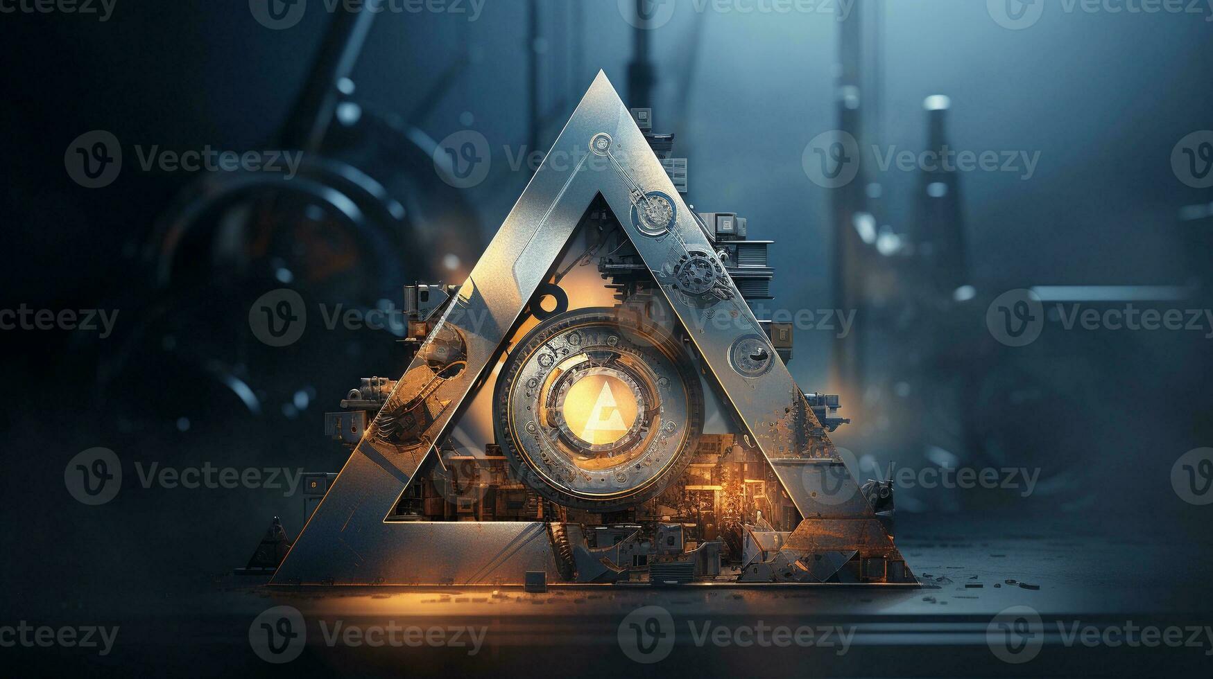 An artistic portrayal of a triangle representing innovation and progress, background image, generative AI photo