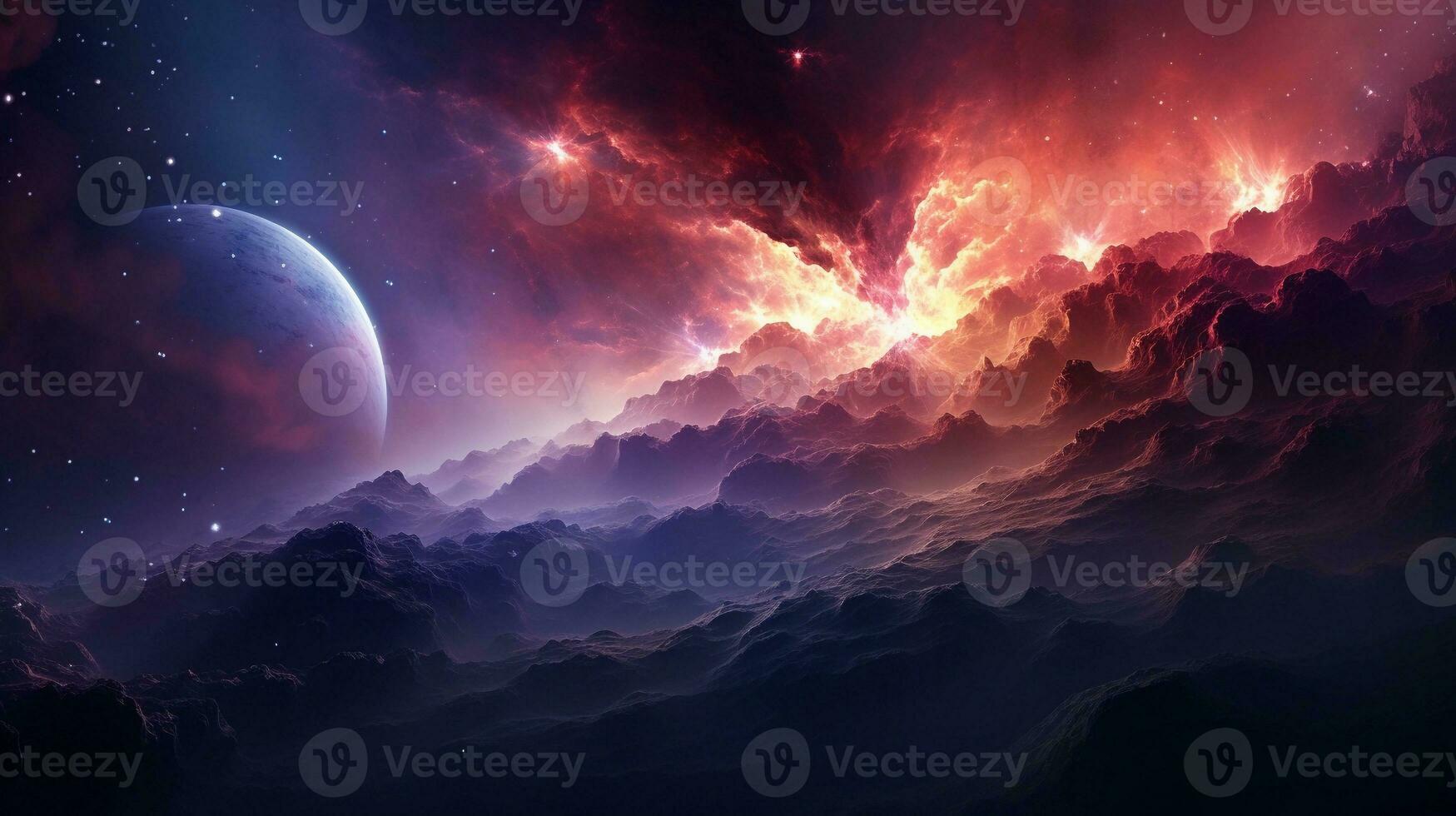 An image showcasing the ethereal and enigmatic beauty of a space nebula, allowing space for text, background image, generative AI photo