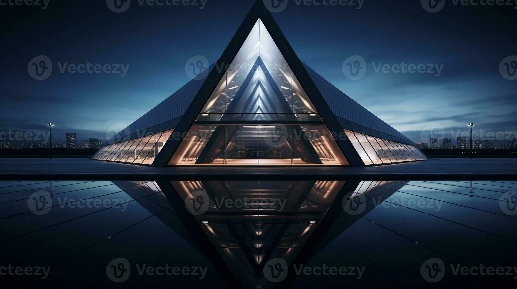 A striking image featuring the geometric beauty of a triangular architectural element, inviting text to explore the principles of geometric design, background image, generative AI photo