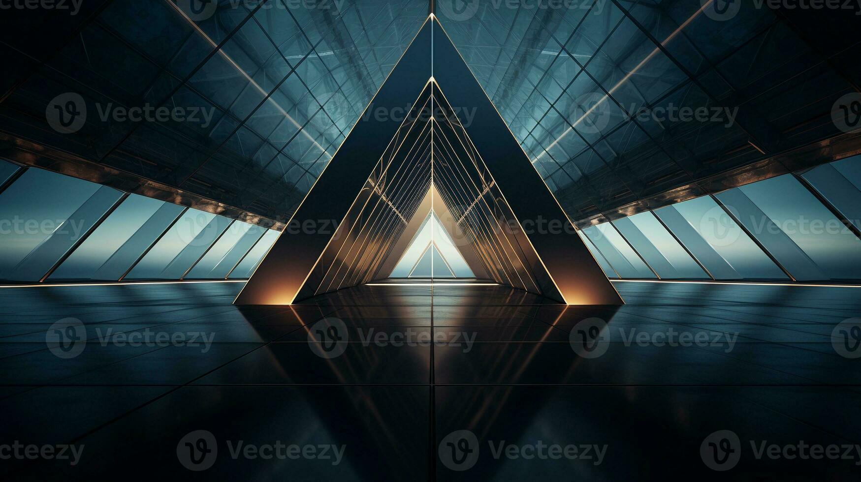 A striking image featuring the geometric beauty of a triangular architectural element, inviting text to explore the principles of geometric design, background image, generative AI photo