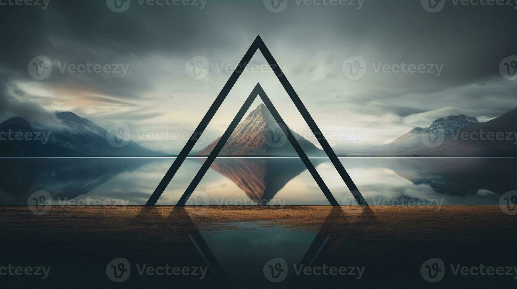 A composition featuring a triangle as a focal point in a scenic view, inviting text to discuss the visual impact of triangles in composition, background image, generative AI photo