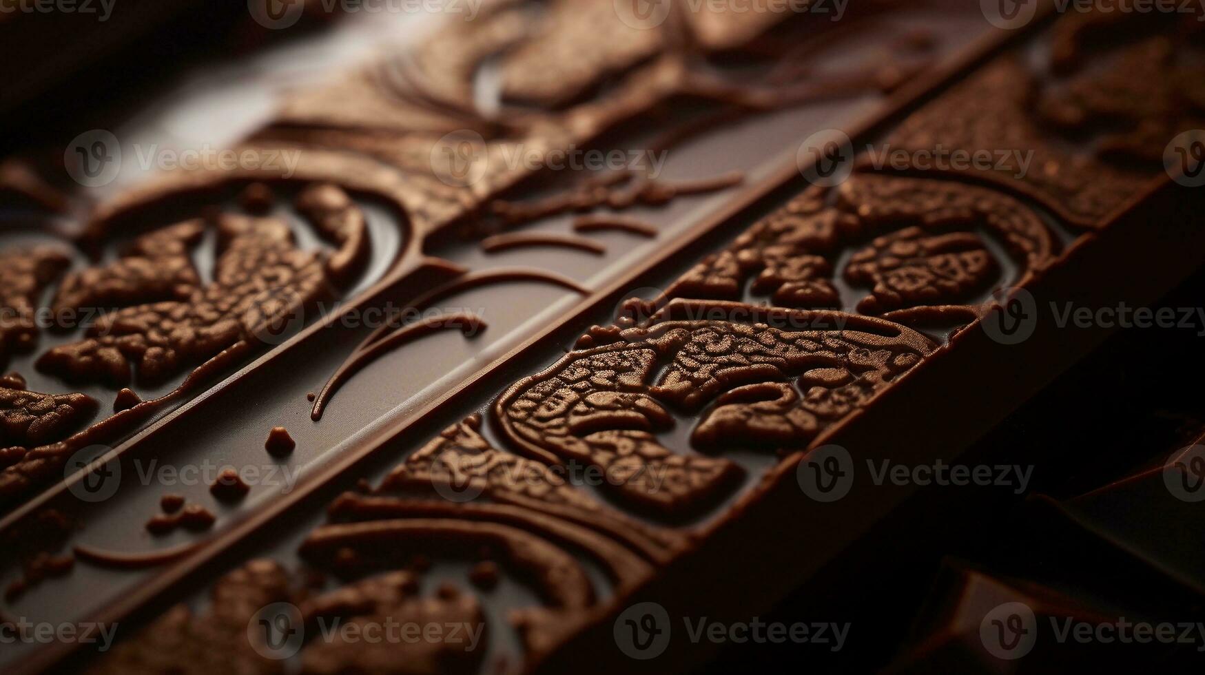 un de cerca de un delicioso pedazo de chocolate confección, permitiendo espacio para texto, antecedentes imagen, generativo ai foto