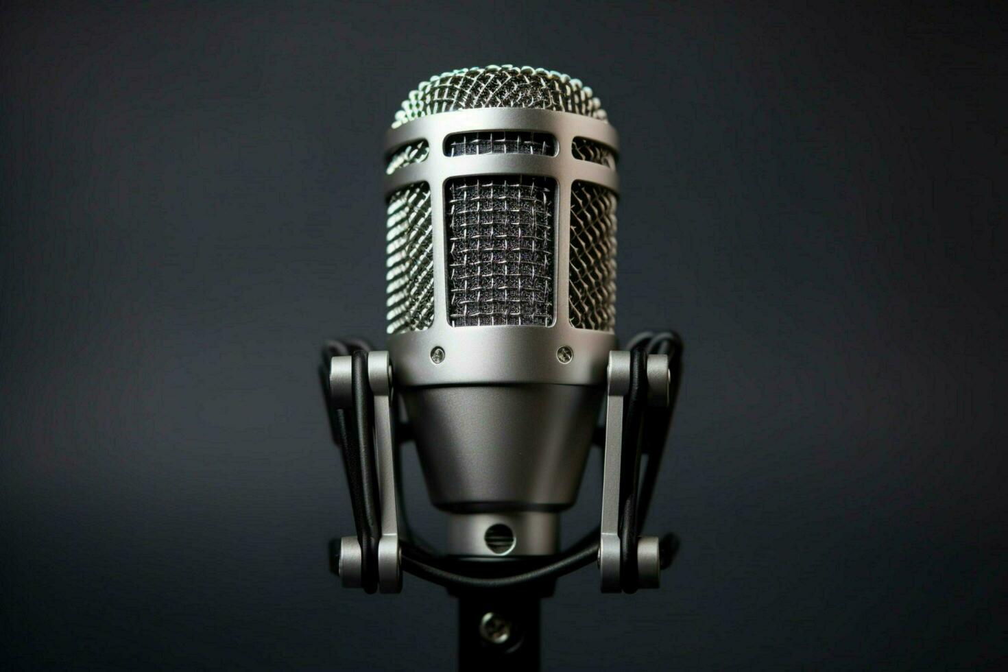 close up of microphone equipment on gray background photo