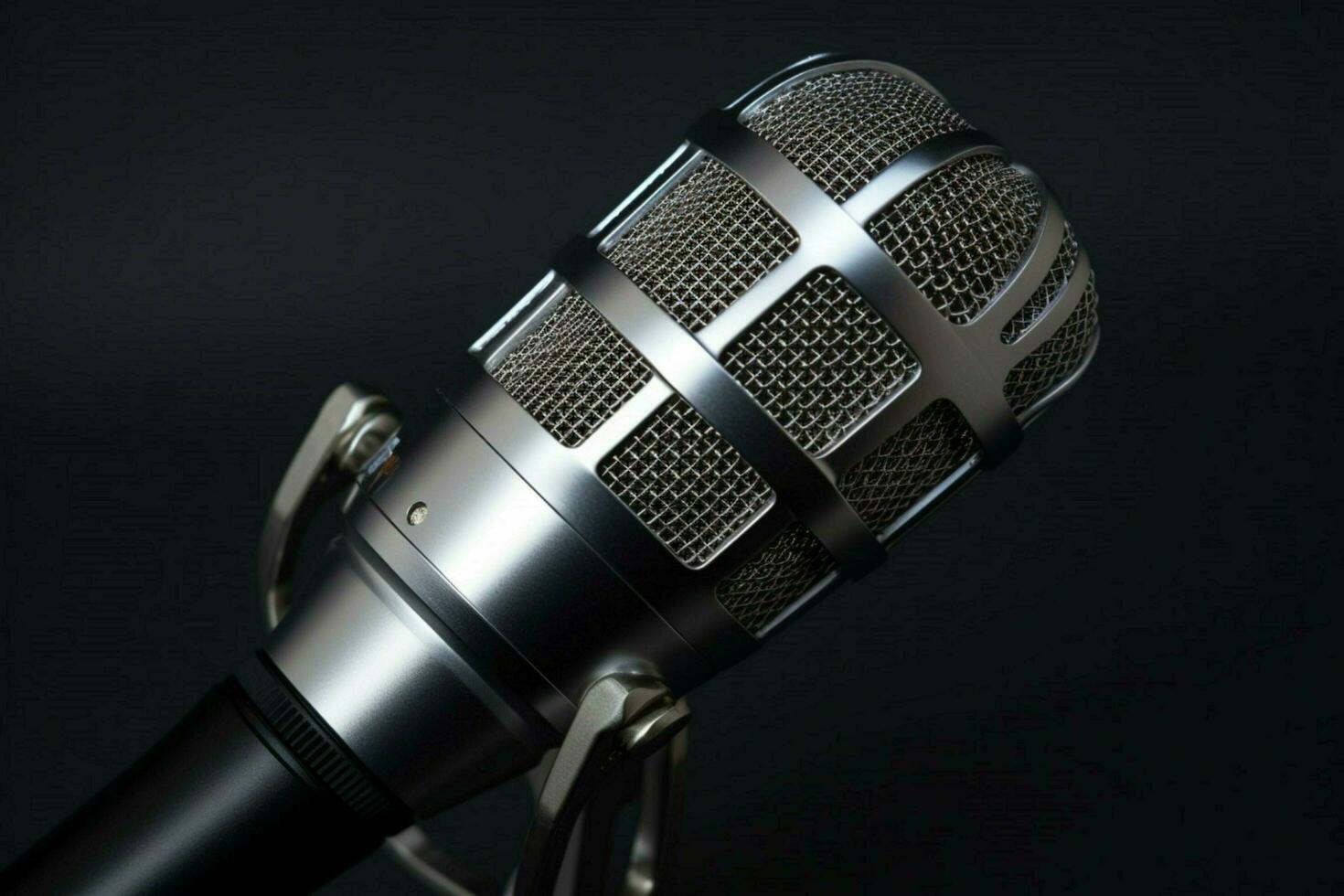 close up of microphone equipment on gray background photo