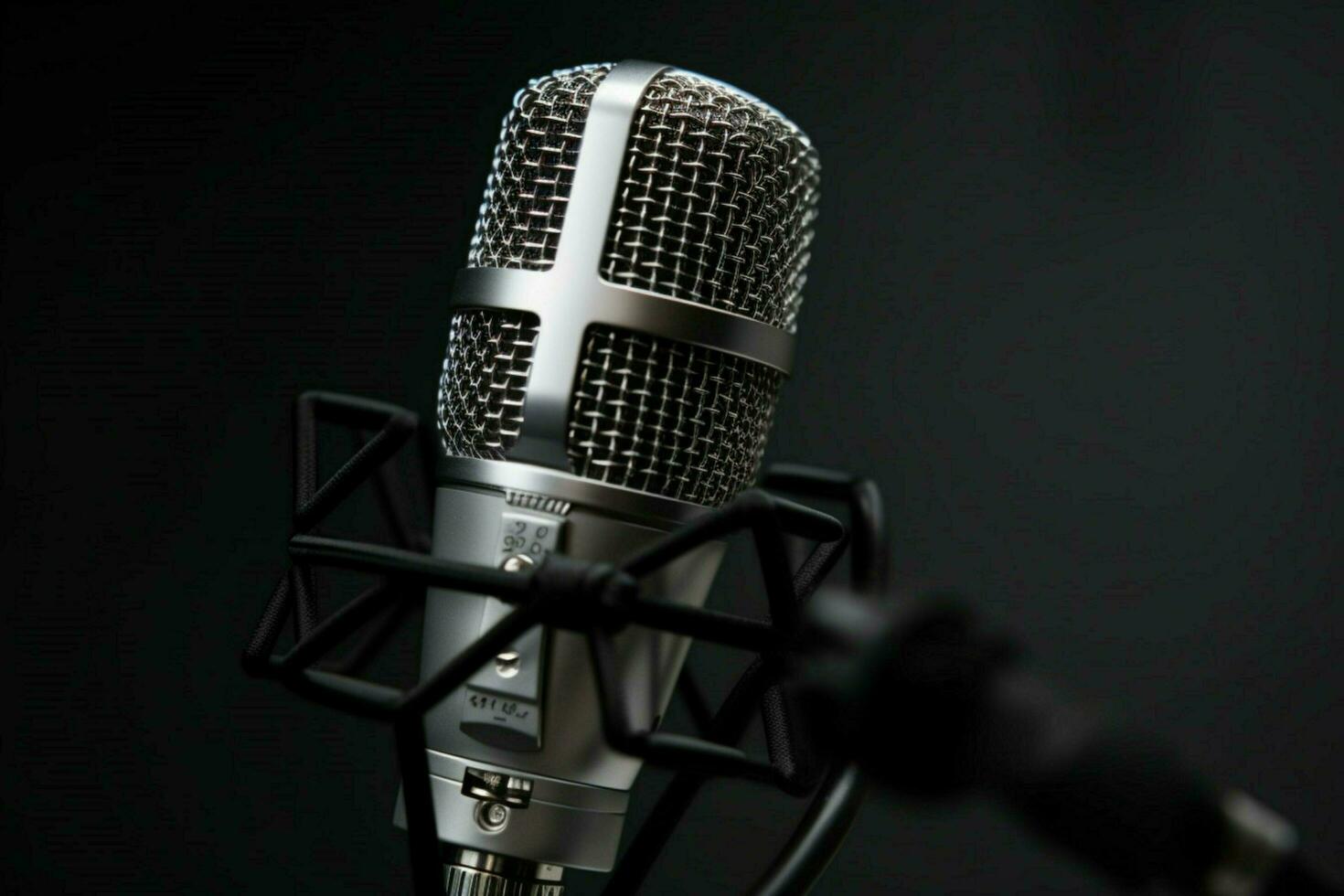 close up of microphone equipment on gray background photo