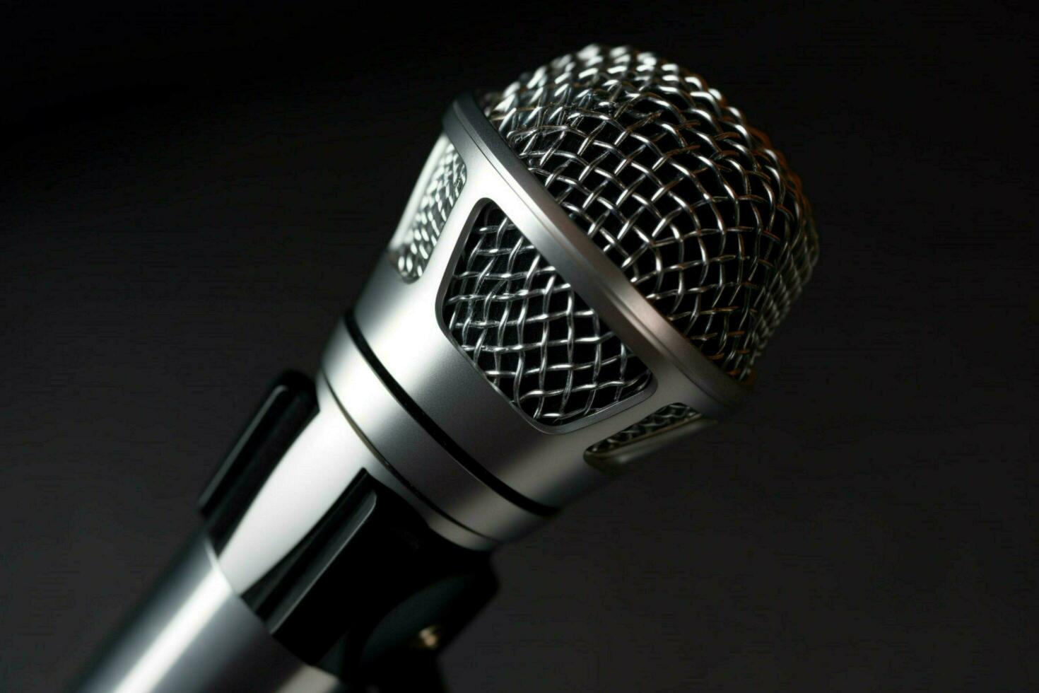 close up of microphone equipment on gray background photo