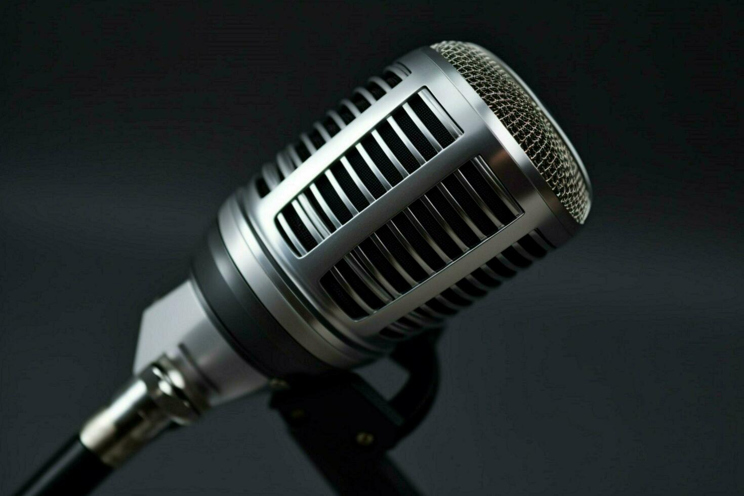 close up of microphone equipment on gray background photo