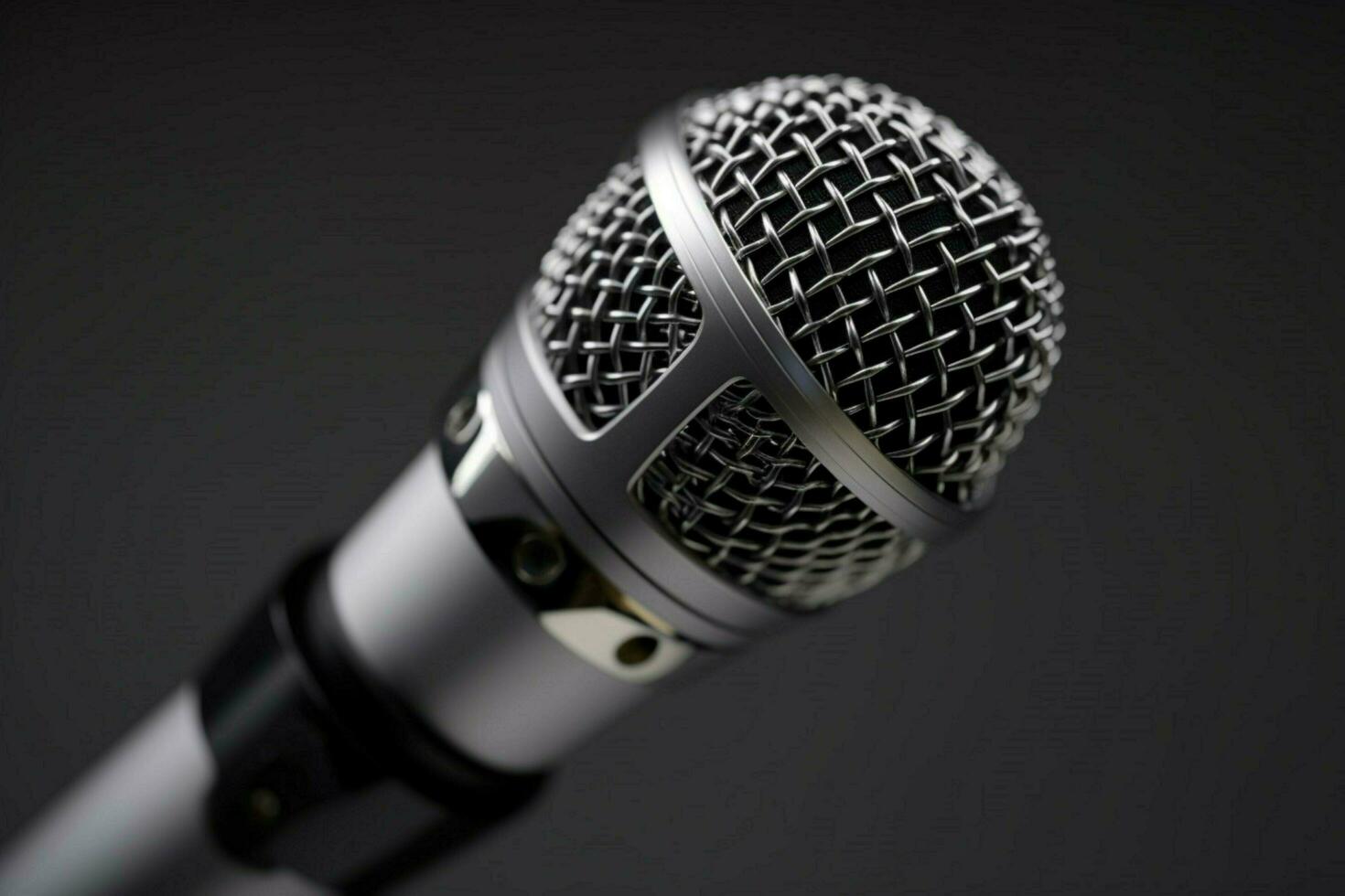 close up of microphone equipment on gray background photo
