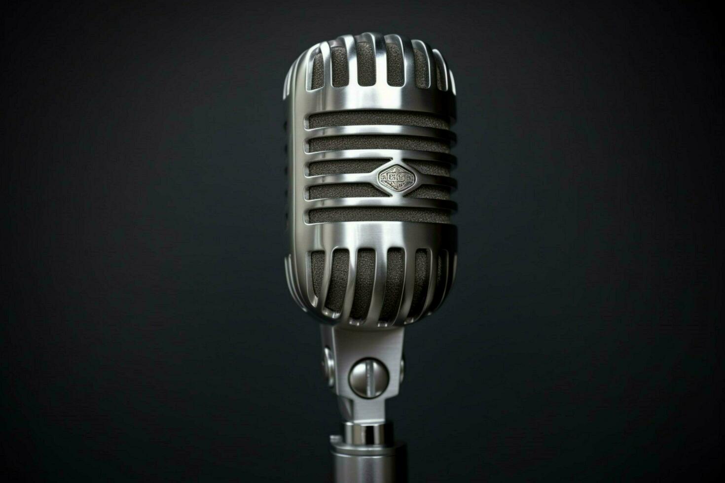 close up of microphone equipment on gray backgrou photo