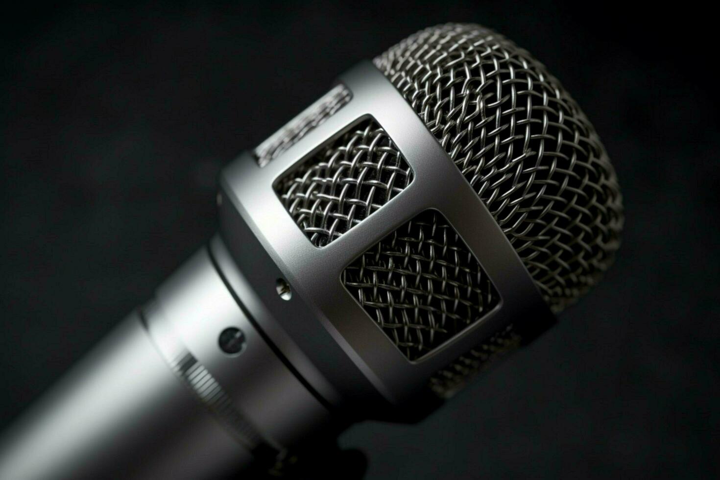 close up of microphone equipment on gray backgrou photo