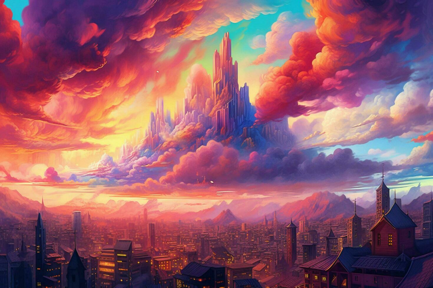 colorful clouds city photo
