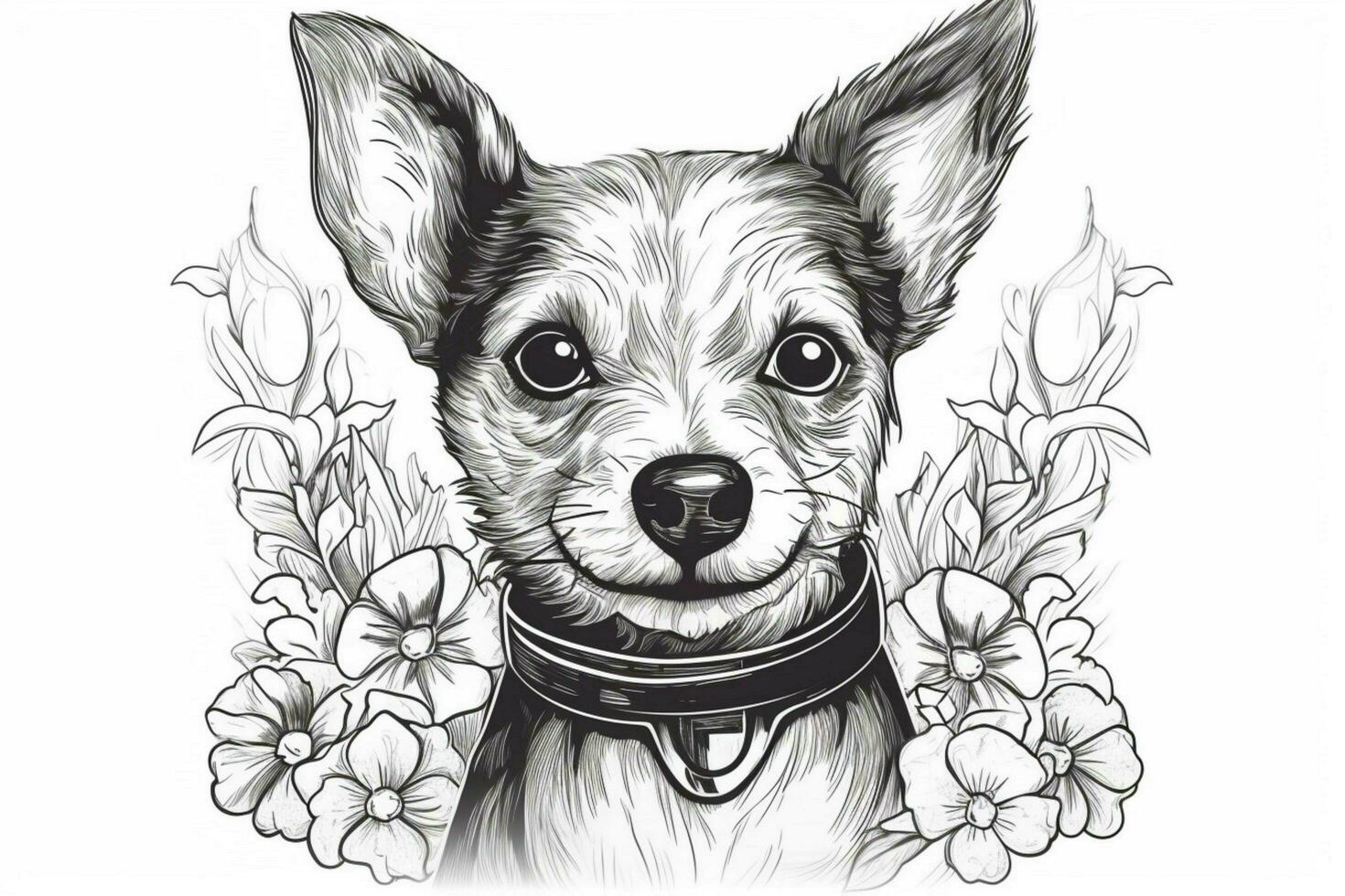 coloring book cute dog black photo