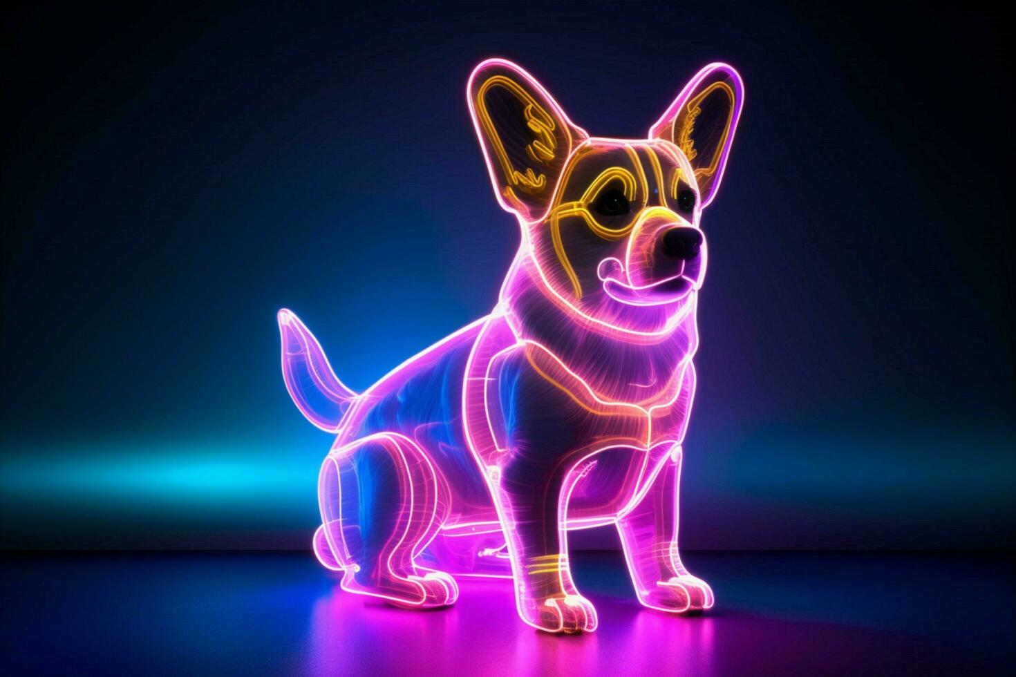 corgi dog cyberpunk neon lights photo