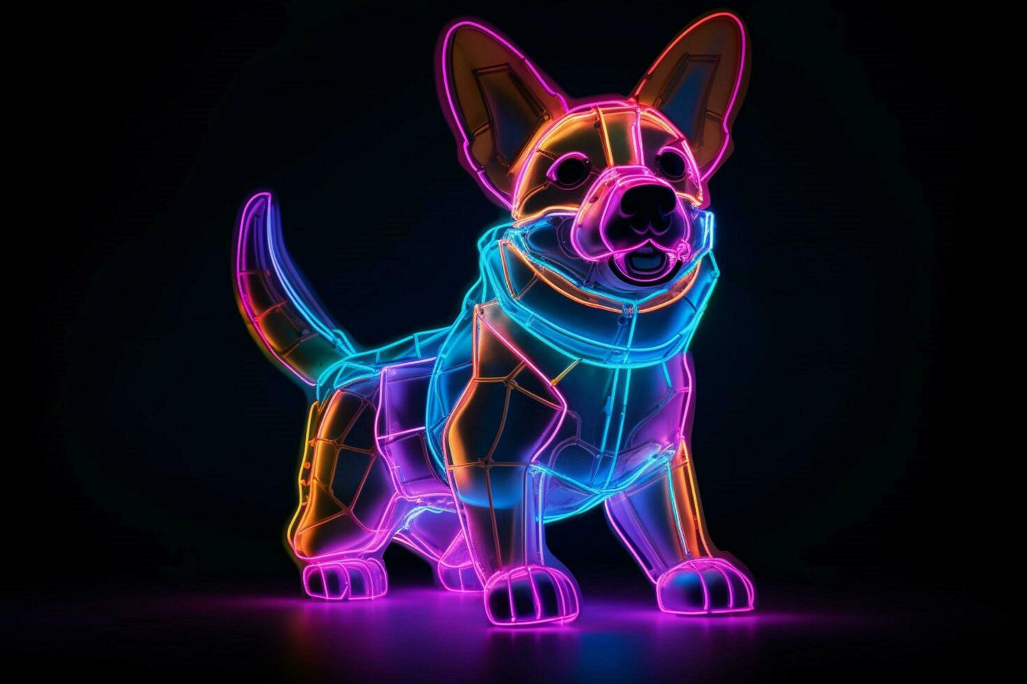 corgi dog cyberpunk neon lights photo