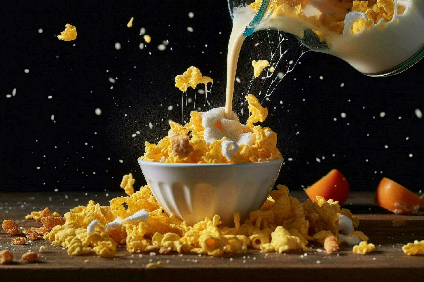 corn flakes milk breakfast photo