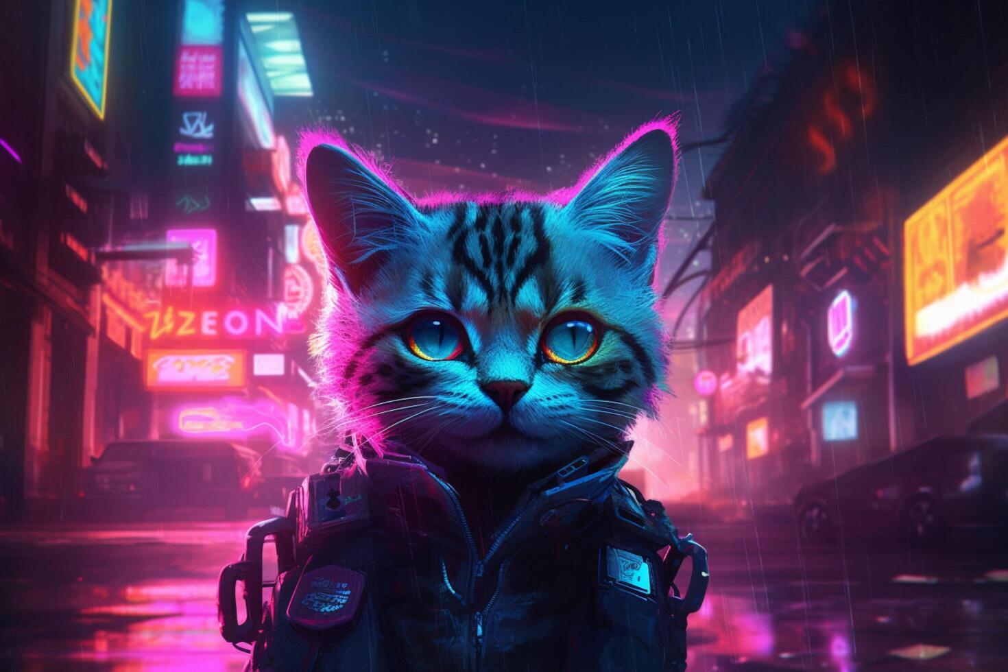 cyberpunk cat neon 30637449 Stock Photo at Vecteezy