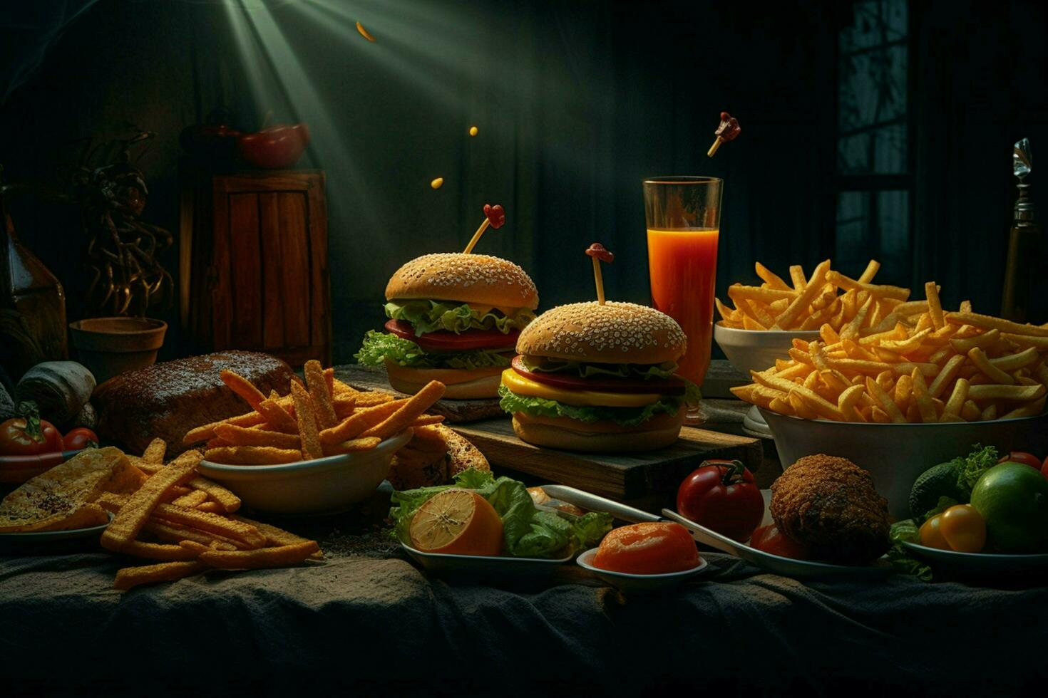 dark fast-food 8k photo