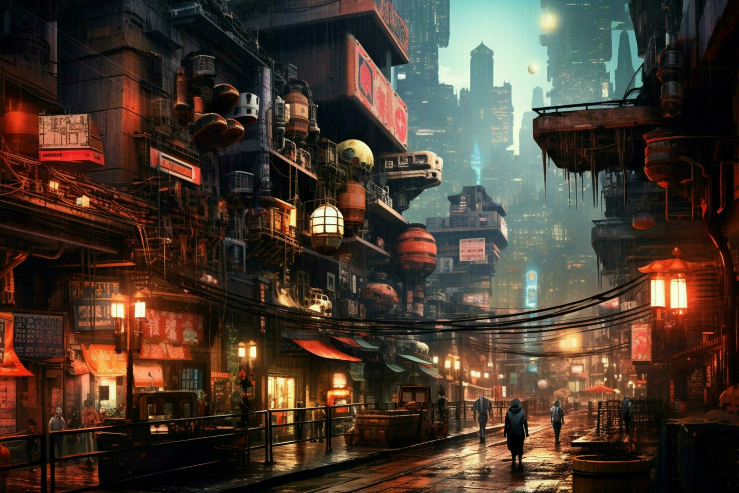 cyberpunk city image hd photo