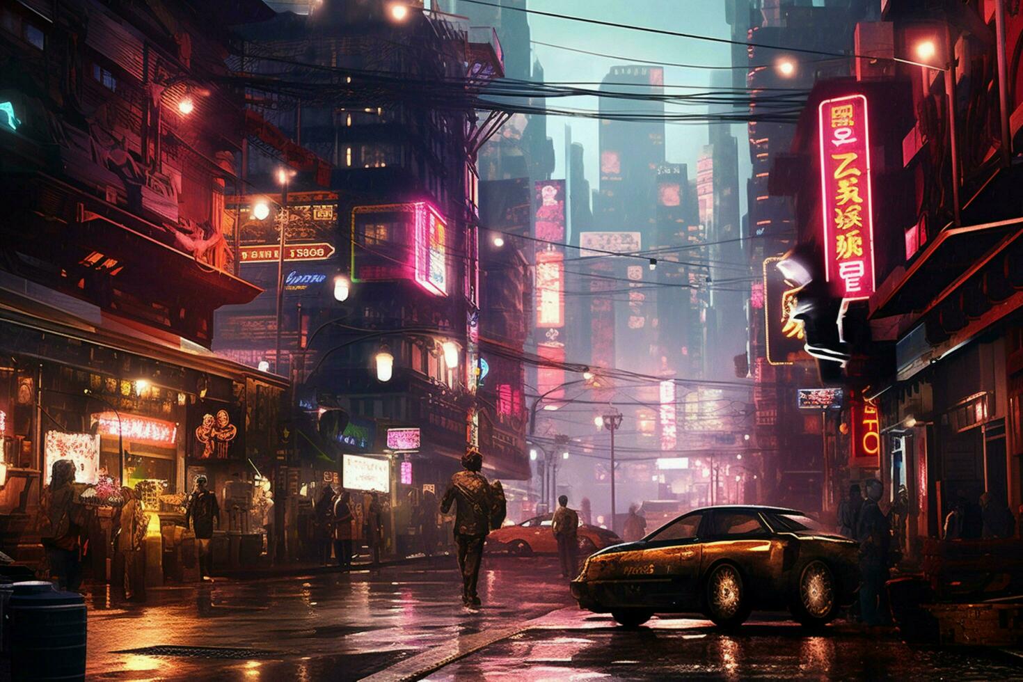 cyberpunk city image hd photo