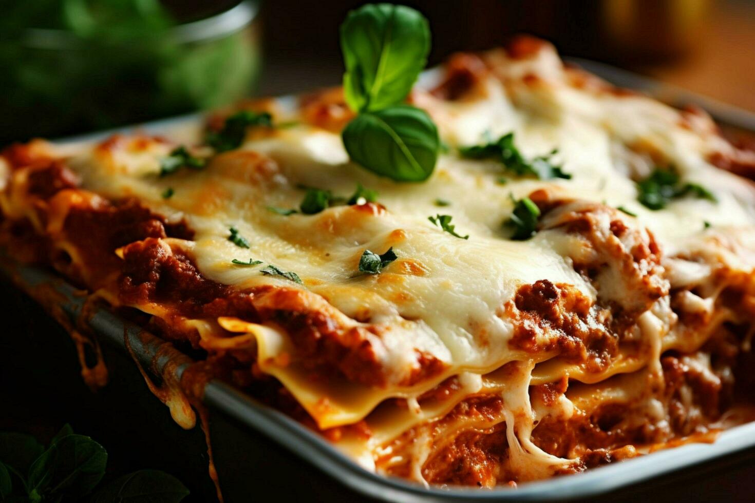 delicious lasagne baking food photo