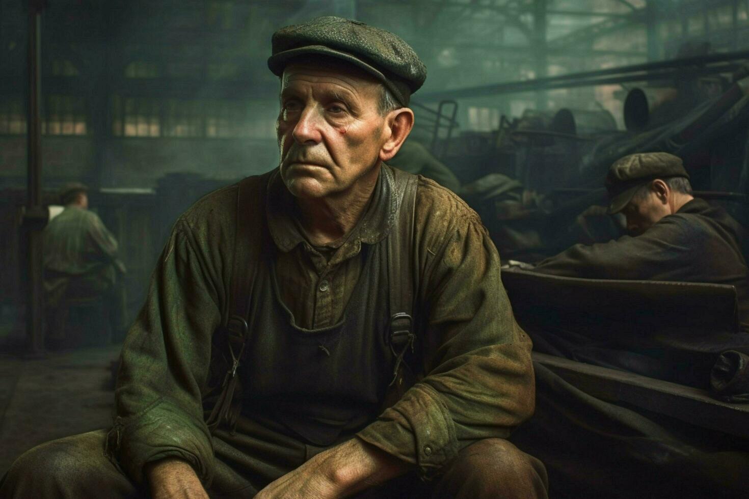 factory man worker vintage 1800 year photo