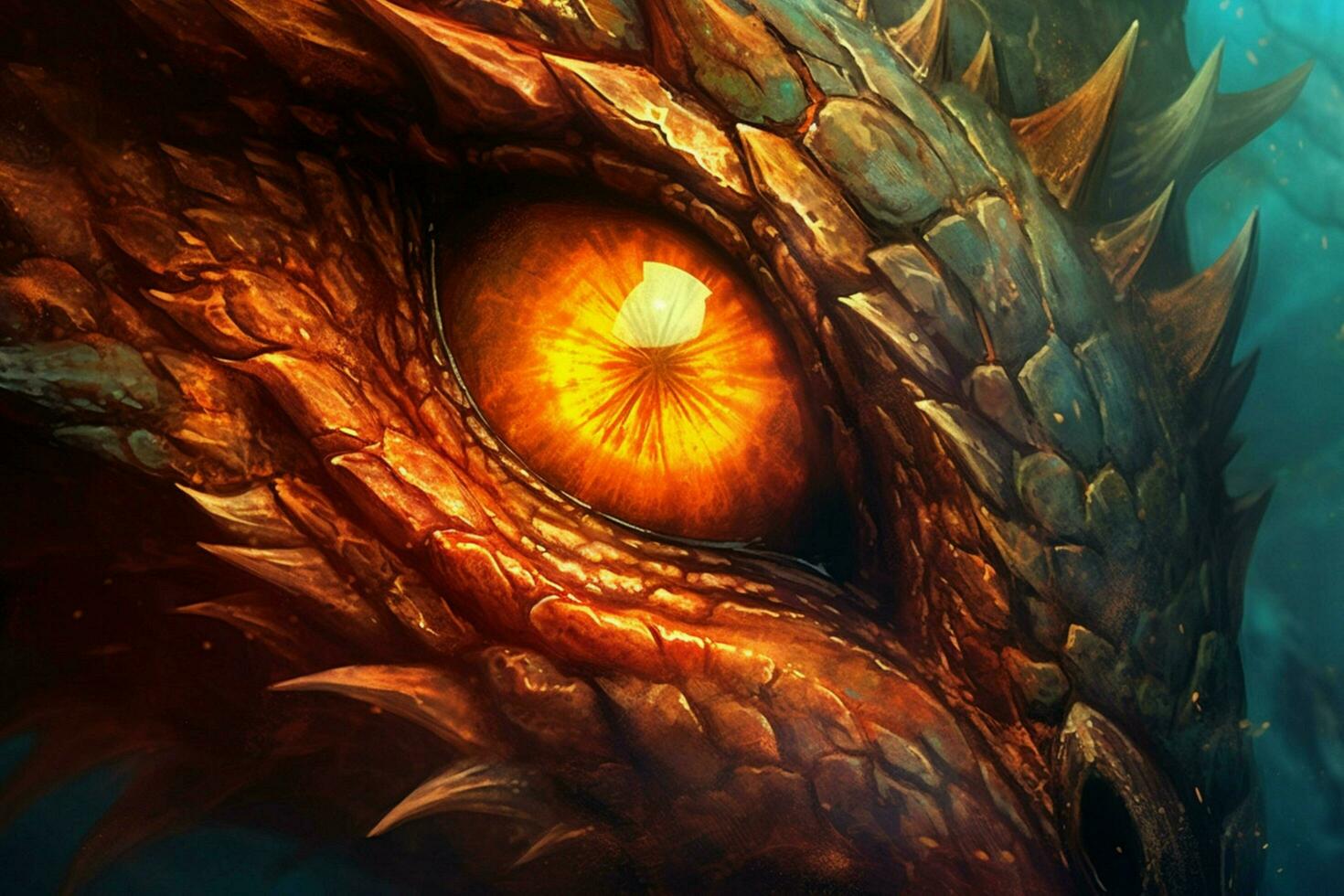 eye of mythological dragon on fire photo