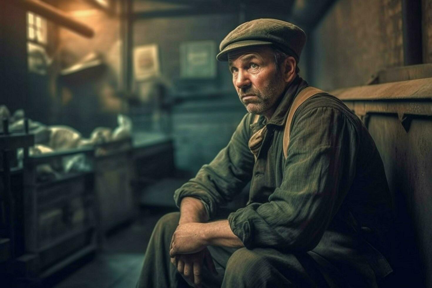 factory man worker vintage 1800 year photo