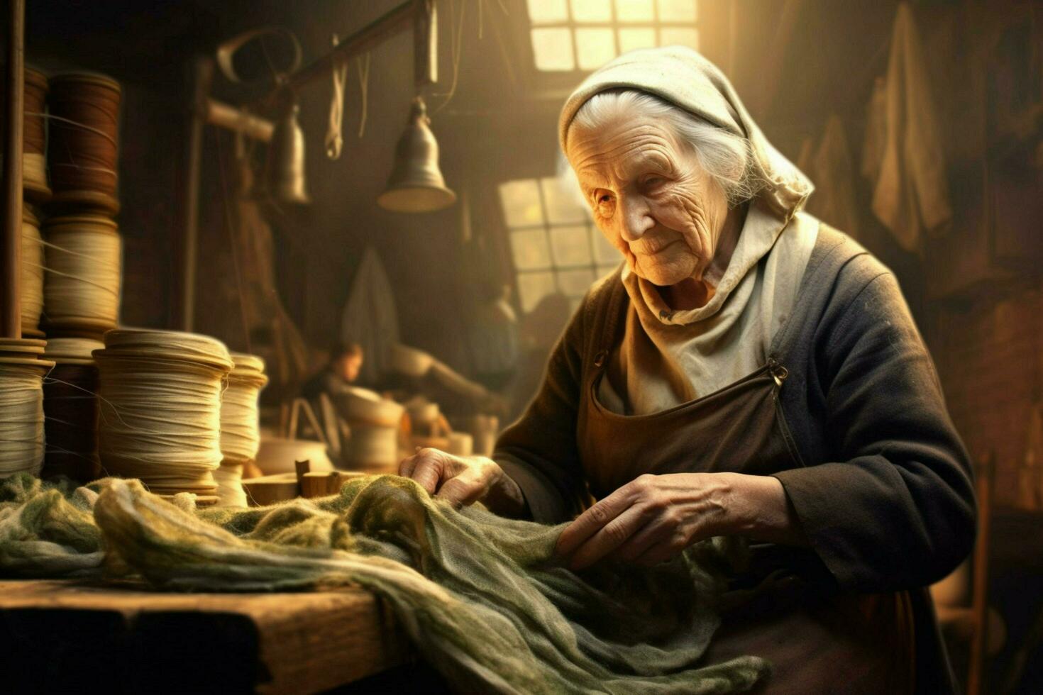 factory old woman worker vintage 1800 year photo
