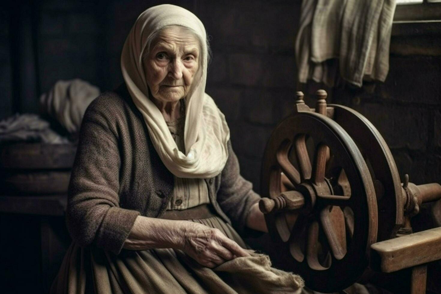 factory old woman worker vintage 1800 year photo