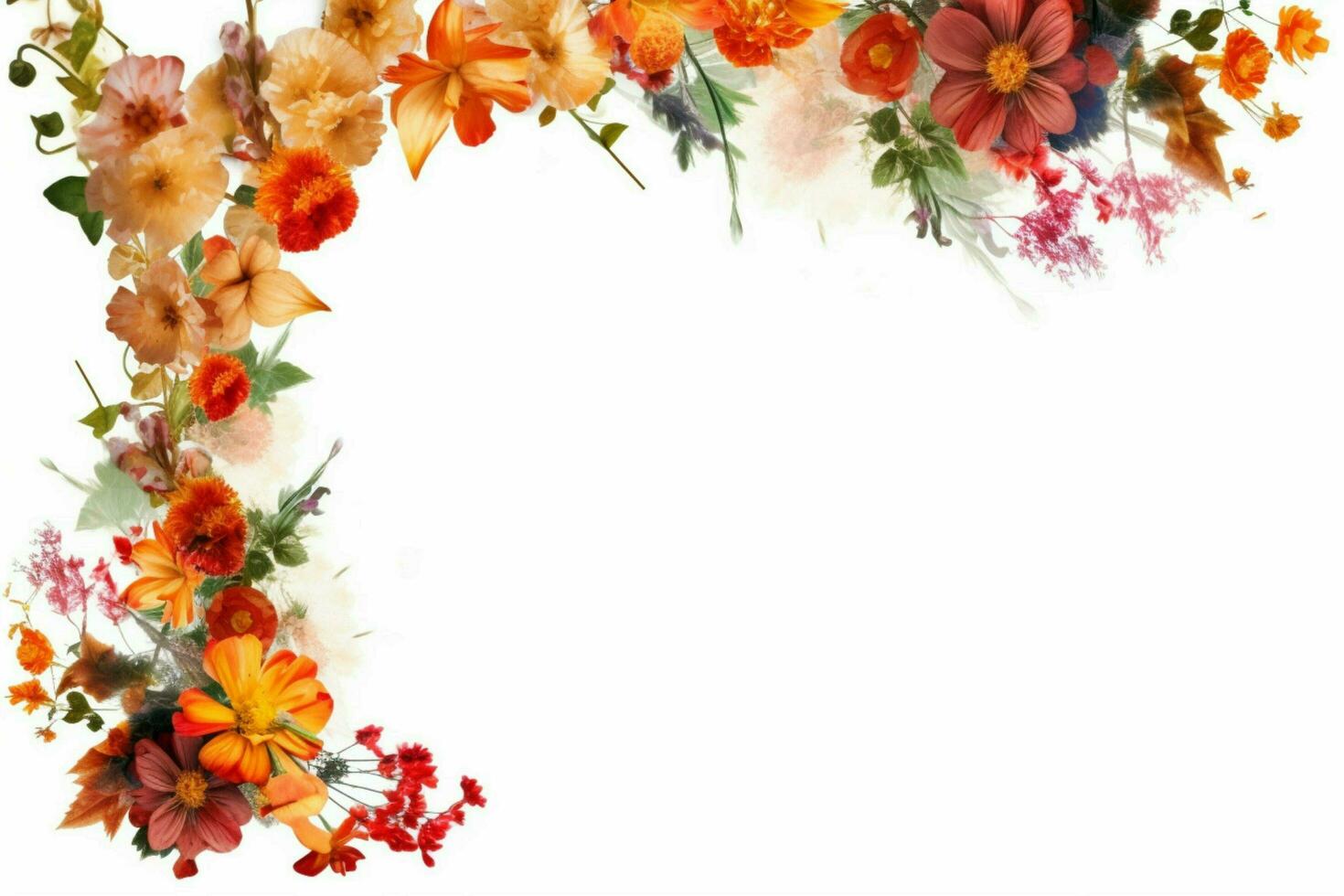 flower frame on white background photo