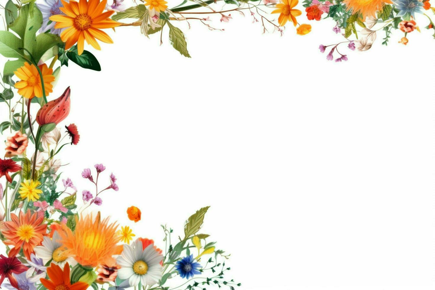 flower frame on white background photo