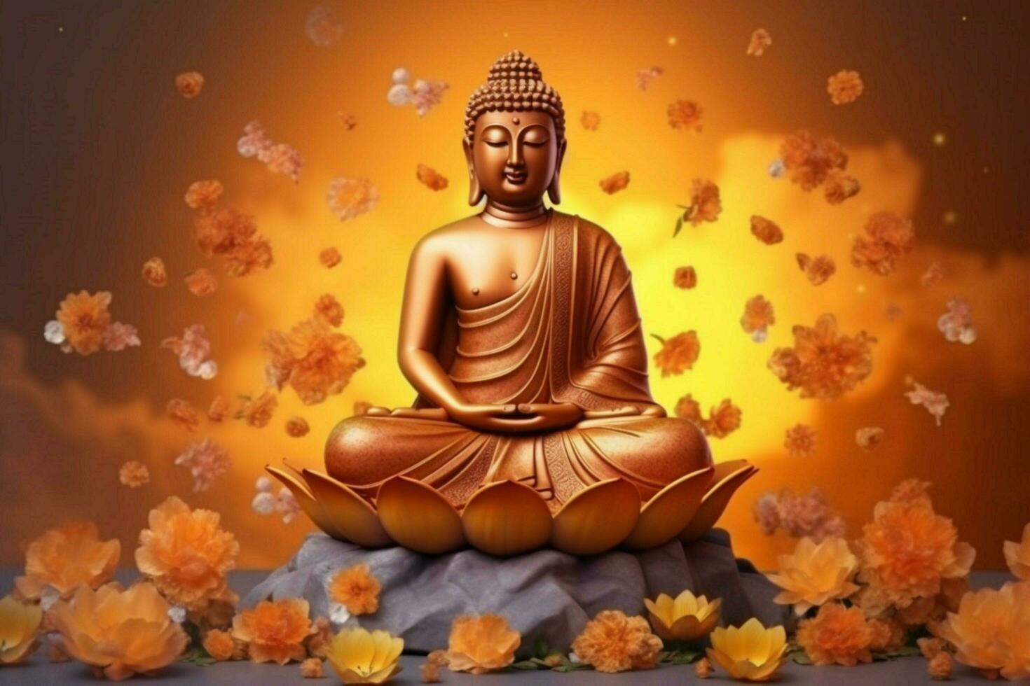gautum buddha vesak purnima statue symbol of peace photo